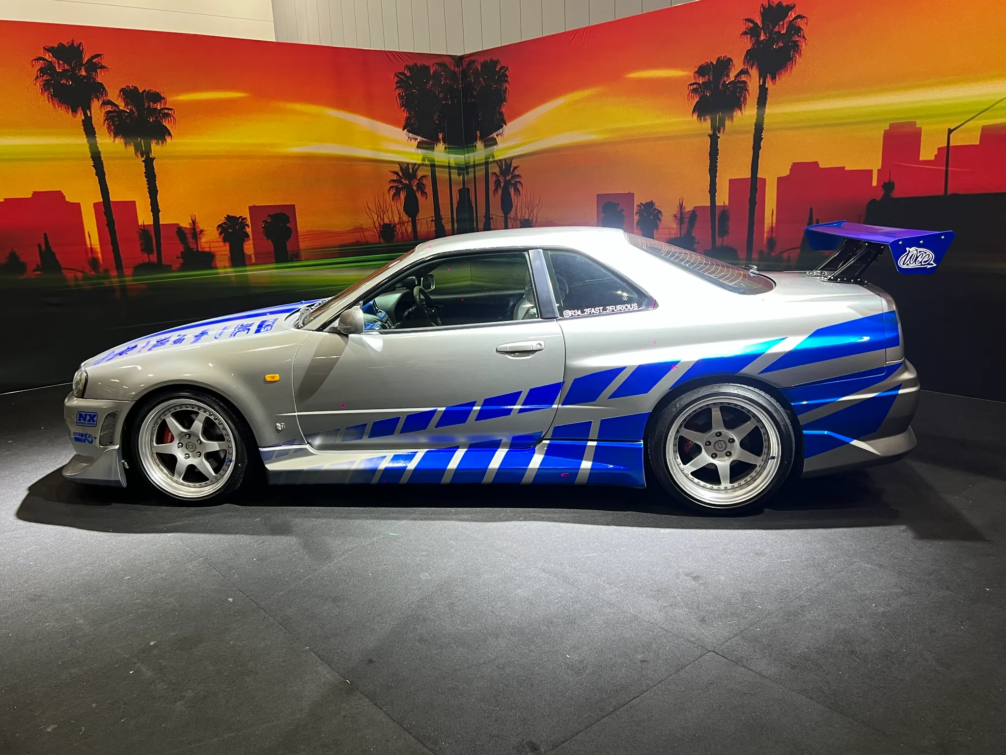 Blue and silver Nissan Skyline R34 Fast and Furious style car at Melbourne Motor Show 2026