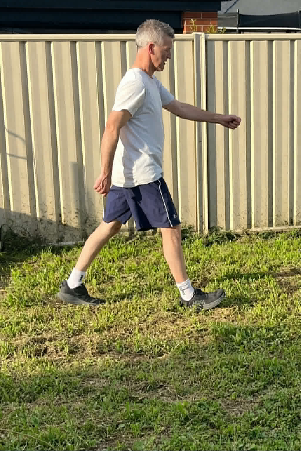 Walking outdoors in the morning sunlight